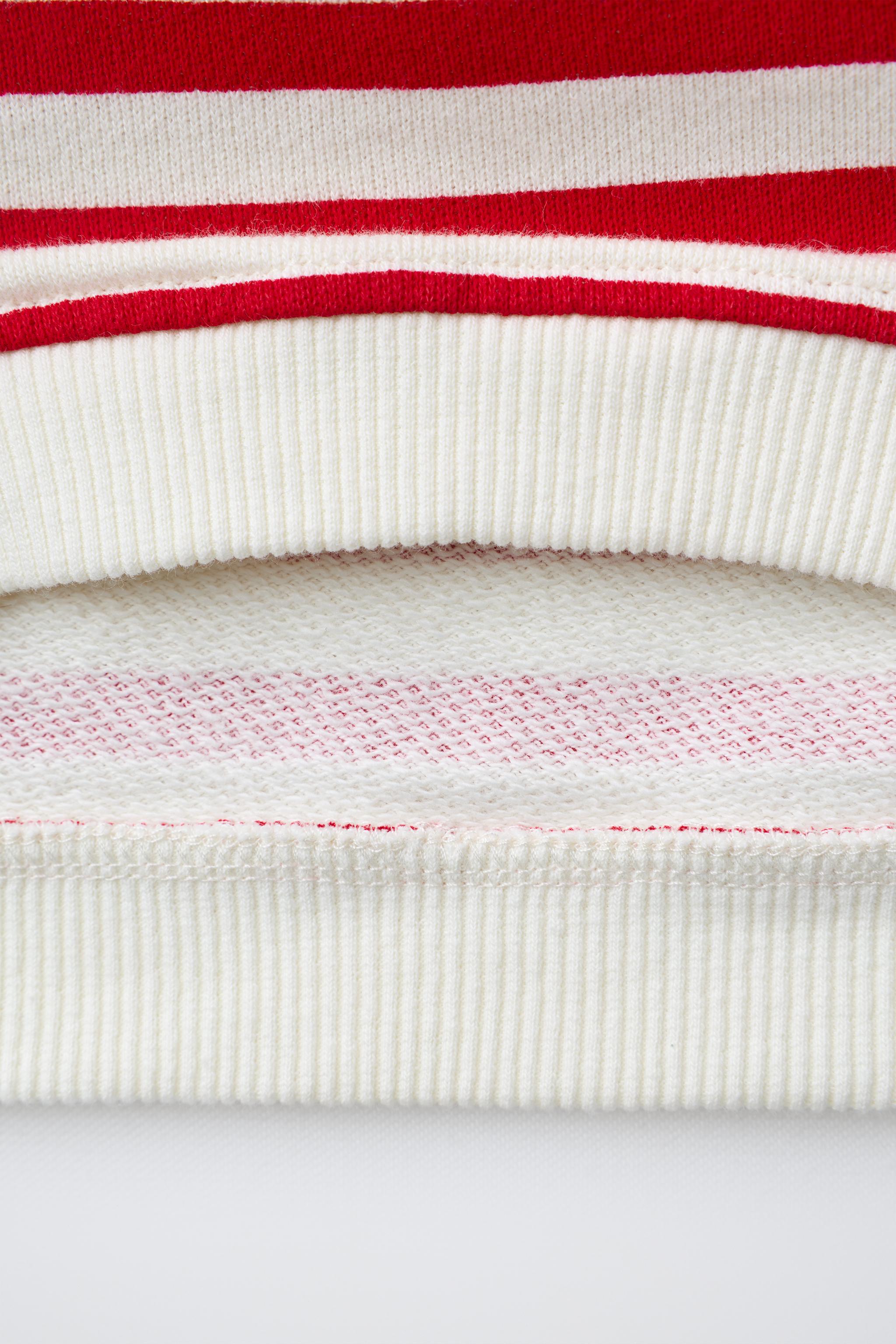 STRIPED SWEATSHIRT WITH APPLE APPLIQUÉ